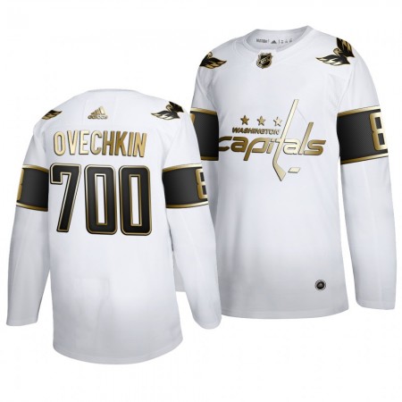 Washington Capitals Trikot Alexander Ovechkin 700 Goals Adidas 2019-20 Weiß Golden Edition Authentic - Herren